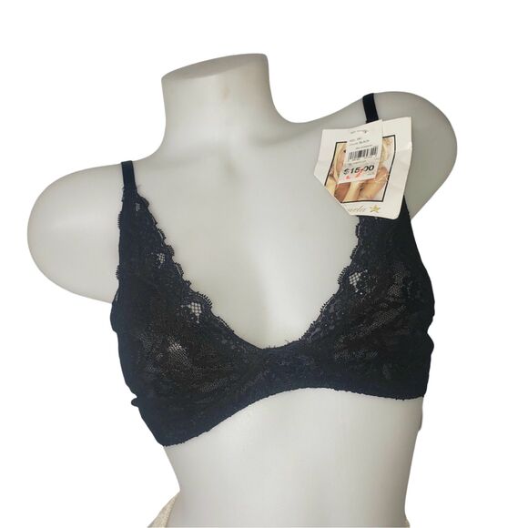 Vintage Y2K PAMELA ANDERSON Black Lace Bra Womens Size 38C NEW - Picture 7 of 7